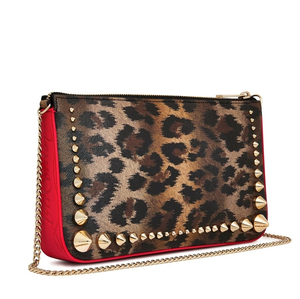 Christian Louboutin Loubila Leopard-Print Pouch Chain Shoulder Bag